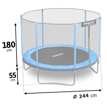 Neo Sport trampolin med stige og net, blå, Ø244 cm, maks. 80 kg