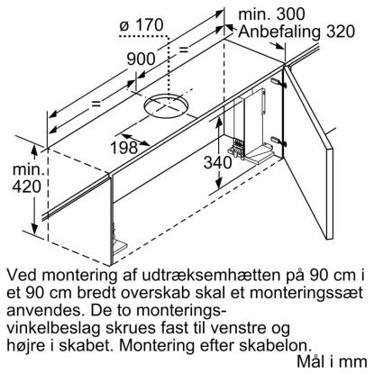 Siemens iQ300 skabsintegreret emhætte LI97RB531, sølv, 90 cm