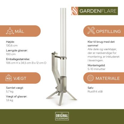 Gardenflare Klassisk ildrør, sølv, H130,6 cm