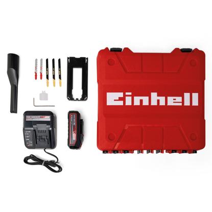 Einhell TC-JS 18 Li akku stiksav med kuffert, 5 klinger, 2,5 Ah batteri og lader