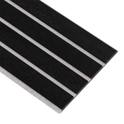 I-Wood Medio+ 4-lamel akustikpanel, sortmalet, grå filt og sort kerne, egefiner, 17 x 300 mm