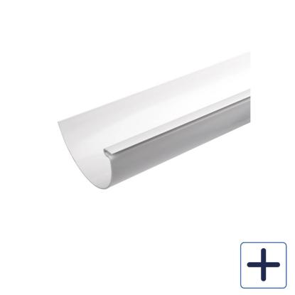 Plastmo tagrende, PVC, hvid, 6 meter