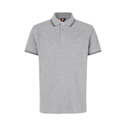 ID 0522 Kontrast poloshirt med stretch, grå melange
