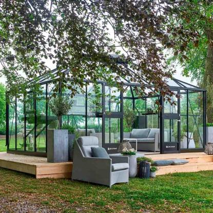 Juliana Grand Oase orangeri 18,8 m², antracit, 3 mm hærdet glas