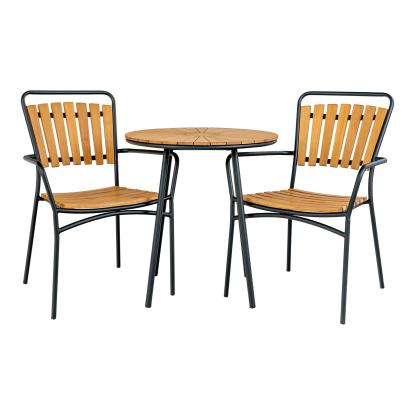 Cafébord, teak bordplade, natur, sorte ben, ø70x74 cm
