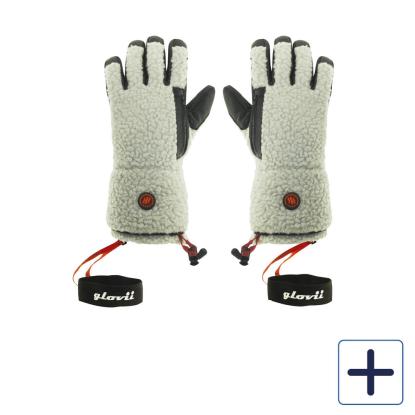 Glovii shearling-handsker med varme, GS3, sæt med 5 dele, hvid