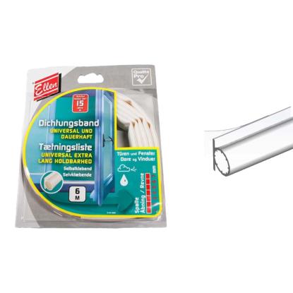 Tætningsliste flex universel, hvid, selvklæbende dækker 2-7 mm - 6 meter