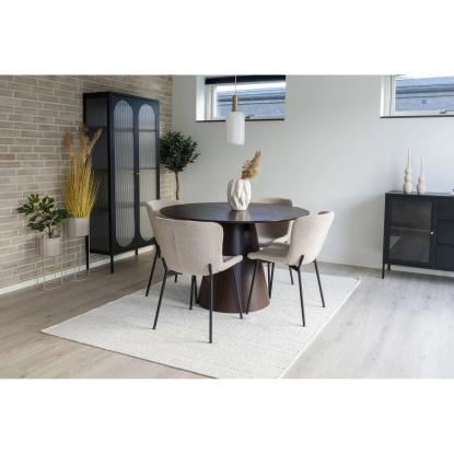 Spisebordsstol i bouclé, beige med sorte ben