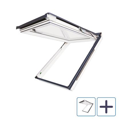 FAKRO GREENVIEW FPW-V MAX P5E AWMX tophængt ovenlysvindue med vippefunktion, hvidmalet træ, 3-lags glas