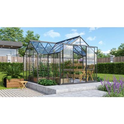 Vitavia Sirius 13000 drivhus, sort, 13 m², 3 mm hærdet glas, inkl. sokkel og cresting