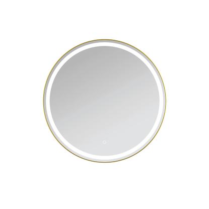 Danbad spejl med 25 mm ramme og LED lys, messing, Ø80 cm