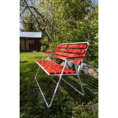 Varax Retro 2 personers bænk, sammenklappelig, rød