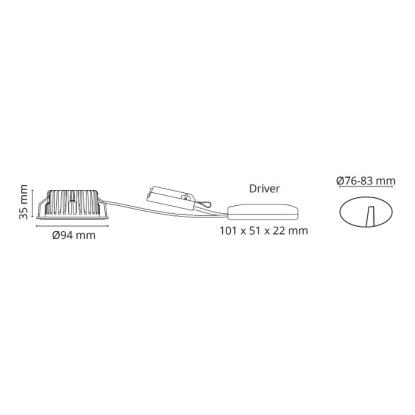 SG Armaturen UniLED IsoSafe LED indbygningsspot, 7W, IP54, hvid