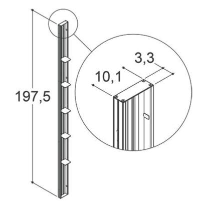 Scanbad FLEXI Tower reol til bruseniche model D, 5 hylder, 197,5 x 10 cm, satin