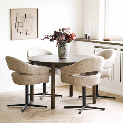 Bundaberg spisebord med to tillægsplader, røget eg, Ø120/120-220 cm