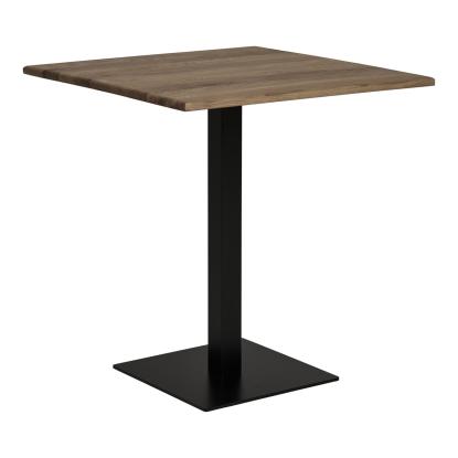 Lignano cafebord, eg, sort metal base, 70 x 70 x 75 cm, smoked eg