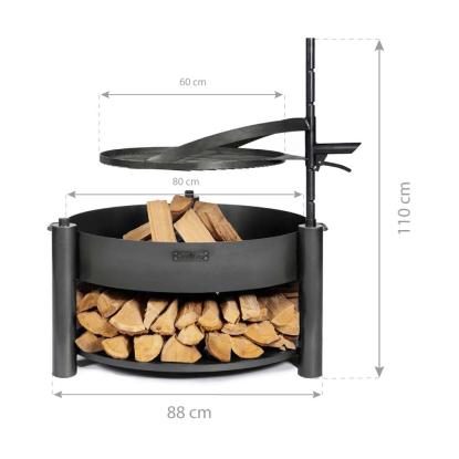 Cook King Montana X bålsted med 60 cm grillrist, stål, sort, Ø80 cm