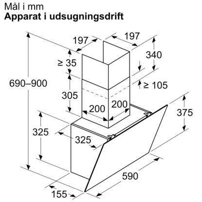 Bosch DWK65DK60 væghængt emhætte, sort, 60 cm