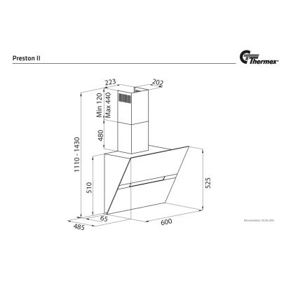 Thermex Preston 2 væghængt emhætte, rustfrit stål, 60 cm