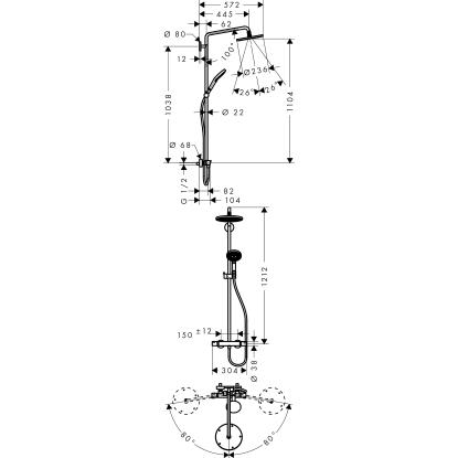 hansgrohe Raindance Select S 240 brusesystem med termostat, håndbruser og 240 mm hovedbruser, 1-jet, krom