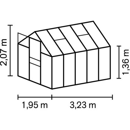 Vitavia Apollo drivhus 6200, 6,2 m², sort, 3 mm glas, inkl. sokkel