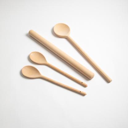 Steel-Function bageredskabssæt i træ, 4 dele