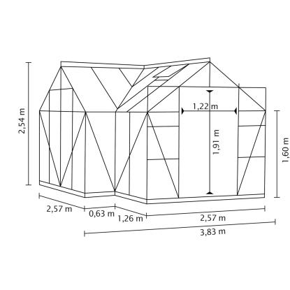 Vitavia Sirius 13000 drivhus, sort, 13 m², 3 mm hærdet glas, inkl. sokkel og cresting