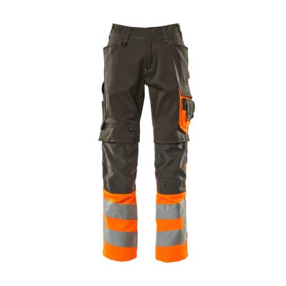 MASCOT SAFE SUPREME Leeds arbejdsbukser med knælommer, mørk antracit/hi-vis orange