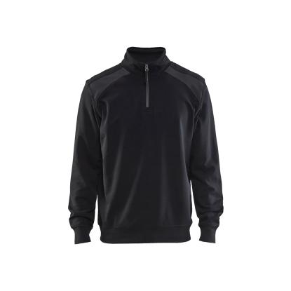 Blåkläder 3353 sweatshirt half zip, sort/mellemgrå