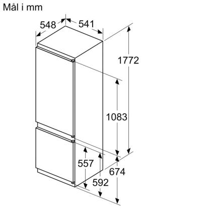 Siemens iQ100 integrerbart kølefryseskab KI87V5SE0, 200 + 70 liter