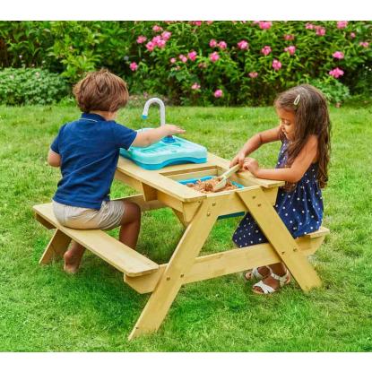 TP Toys picnicbord med vask og vandhane, træ, 51 x 94 x 89 cm