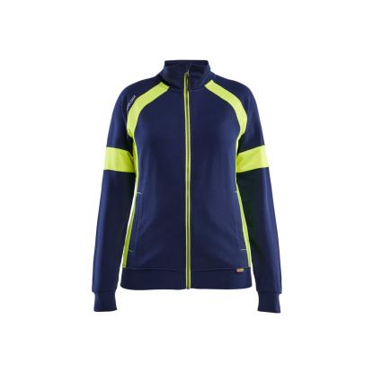 Blåkläder 3568 dame sweatshirt full zip, marineblå/hi-vis gul