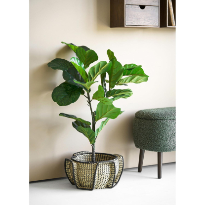 Medan kurv, søgræs, natur/sort, Ø33 cm
