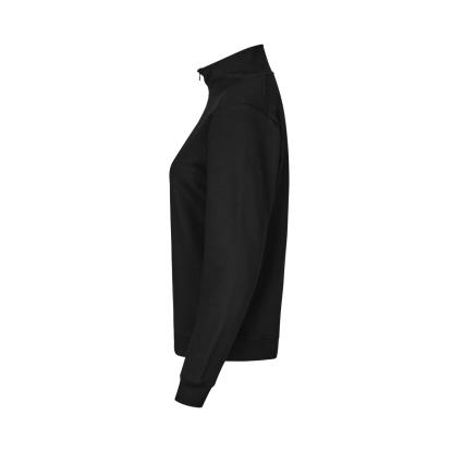 ID PRO Wear CARE 0385 sweatshirt med kort lynlås, ubørstet, dame, sort