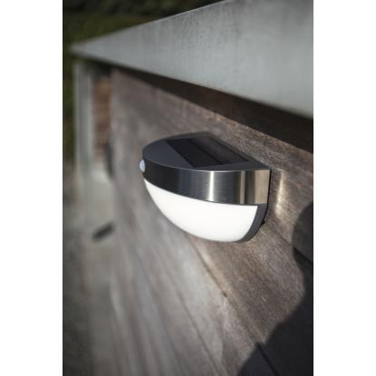 LUTEC Bubble udendørs LED væglampe med solceller, H12,6 cm, IP44, rustfrit stål