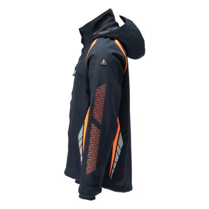 MASCOT ACCELERATE SAFE softshell jakke med hætte, mørk marine/hi-vis orange
