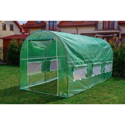 Drivhus med 6 myggenetvinduer, grøn, 4 x 2,5 x 2 meter - 10 m²
