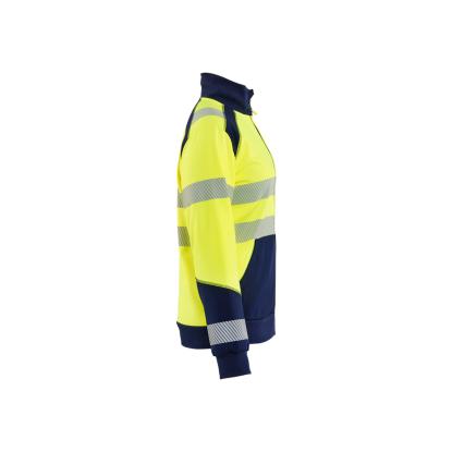 Blåkläder 3508 dame high vis sweatshirt full-zip, hi-vis gul/marineblå