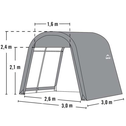 ShelterLogic Shed-in-a-Box Round Top teltgarage, grå - 9 m²