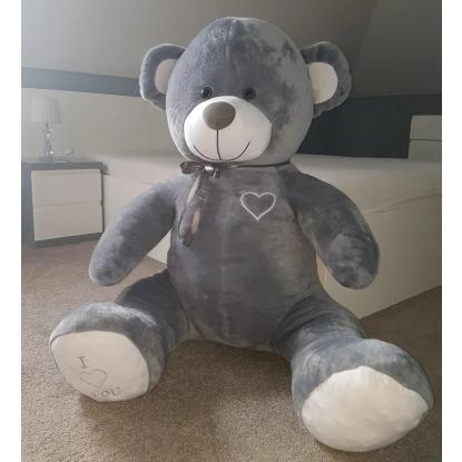 Bamse, bjørn med "I love you", grå, 190 cm