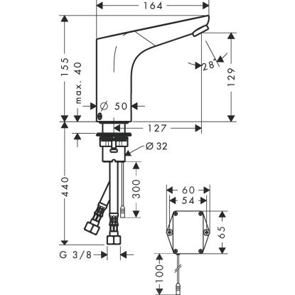 hansgrohe Focus berøringsfrit håndvaskarmatur med regulator, 6V batteri, krom