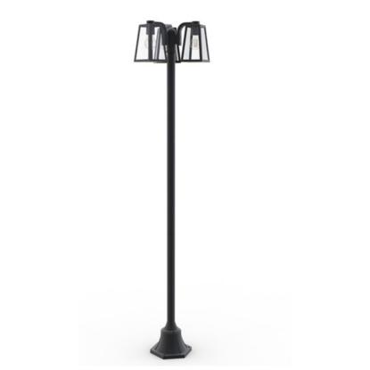 LUTEC FIA lygtepæl, 3 lyskilder, H186,8 cm, E27, IP44, sort