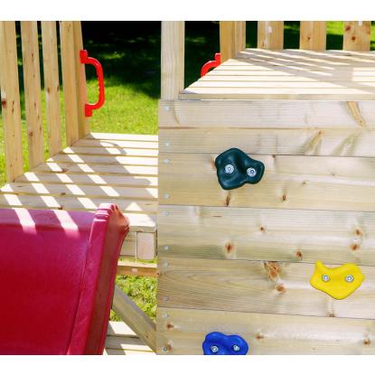 Wendi Toys Gorilla legetårn med klatrevæg, rutsjebane, gynge og bord/bænkesæt, træ, rød