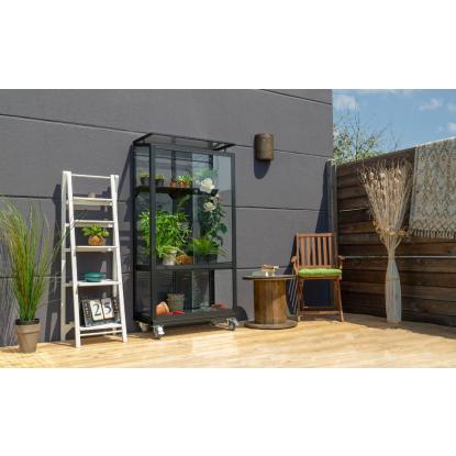 Vitavia Urban drivhus, sort, 0,35 m², 3 mm hærdet glas + sokkel på hjul