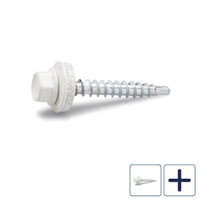FAST farmerskrue med borespids, hvid, 4,8 mm