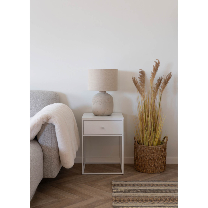 Bilby bordlampe med stenstruktur, H46,5 cm, E27, lysebrun