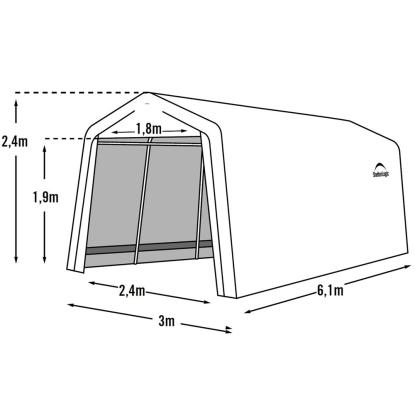 ShelterLogic Garage-in-a-Box teltgarage til bil, polyethylen/stål, grå - 18,3 m²