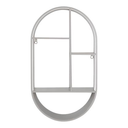 Væghylde, oval, stål, cool grey, 35x15x60 cm