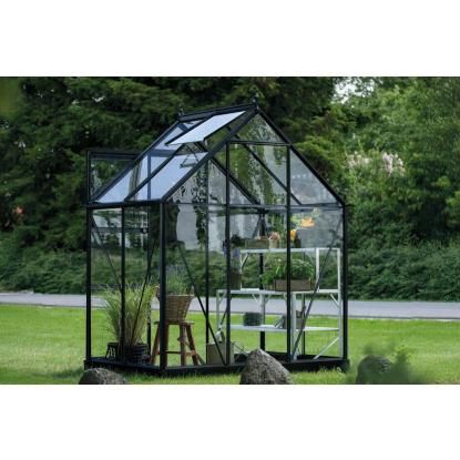 Halls Icon 6 drivhus 2,5 m², sort, 3 mm hærdet glas