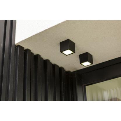 LUTEC GEMINI udendørs LED loftlampe, H8,5 cm, IP65, sort